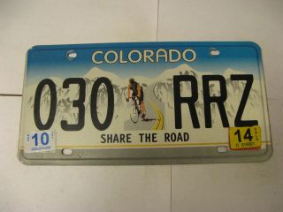 2014 14 Colorado Co License Plate 030 Rrz Share The Road Bicycle