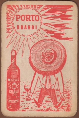 Playing Cards 1 Single Card Vintage Alcohol Advertising Porto Brandi Brandy Man