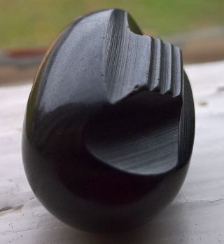 2 Vtg & Ex Coal Black Carved Bakelite Bullet Toggle Buttons Unisex Detective Pr