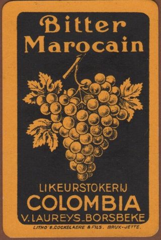 Playing Cards Single Card Vintage Distillery Advertising Bitter Marocain Grapes