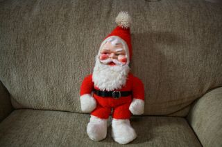Vintage Rubber Face Santa Creepy Eyes Plush 19” - But Not Abused