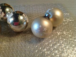 Vintage 2 " Silver & White Christmas Tree Ornaments With Mica Design Work