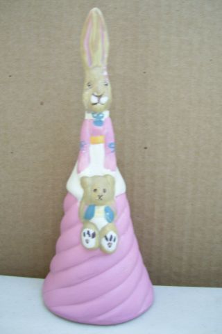 Mama & Baby Easter Bunny Rabbit Bell 6 " Tall.