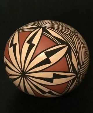 Vintage Hand Crafted Acoma Pueblo Pottery Hand Coiled And Painted - Signed