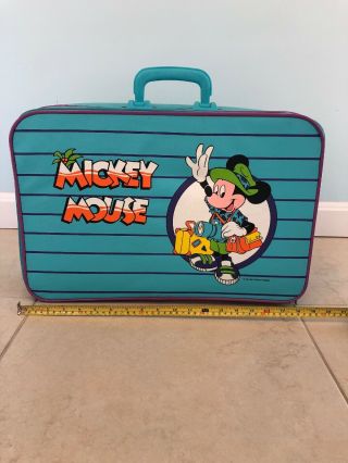 Vintage Kids Disney Mickey Mouse Retro Neon Vacation Suitcase Luggage Travel Bag
