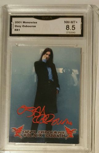 2001 Monowise Ozzy Osbourne Collector Card A1 Auto Graded Nm - Mt,  8.  5 Gma