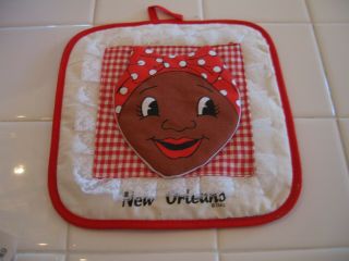 Cute Vintage Kitchen Black Americana Pot Holder With Mammy From Orleans