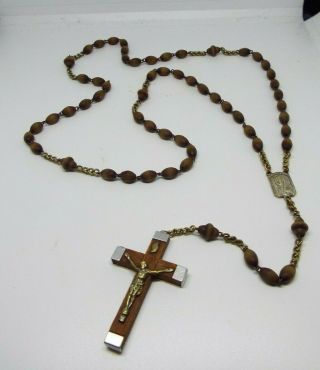 Vintage Our Lady Of Lourdes Olive Wood Catholic Rosary