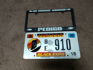 Indiana Black Expo License Plate 2008 Edition,  Pedigo Chevrolet Plate Surround