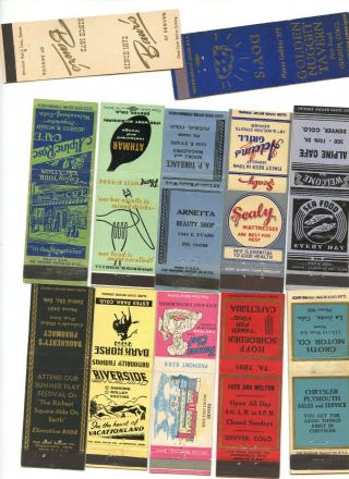 1940 - 1950s Colorado Matchbook Covers Group Of 24
