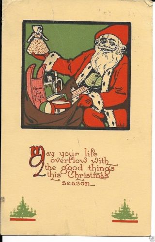 Early Christmas Santa Postcard Dated 1913 Great Early Characture Of Santa