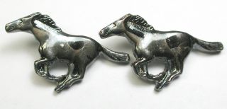 Bb Vintage Enameled Brass Button Galloping Horses Realistic 7/8 "