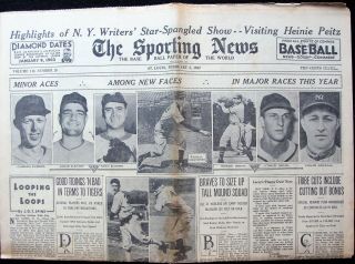 Feb 5,  1942 Sporting News - Stan Musial Lee Handley Lefty Leifield Feller