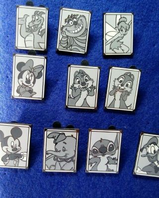 Disney Character Black & White Photo Pin/pins 10 In All