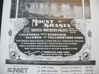 Vtg 1900 NORTHERN PACIFIC RAILROAD Print Ad Mt.  Shasta CA Boys Swim in Lake Photo 3