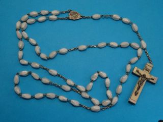 Antique Ladies Rosary // White Glass Beads // France 1900 / 1
