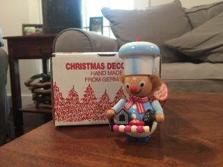 Vintage Steinbach Wooden Christmas Ornament,  Box/tag,  Baker W/ Gingerbread House