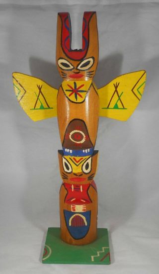 Vintage 1960s Cherokee Indians Souvenir Totem Pole Nc North Carolina