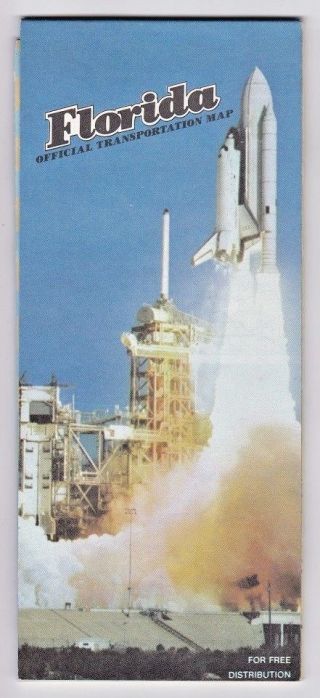 1983 Florida Official State Road Map Space Shuttle Orlando Miami Bob Graham Gov.