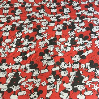 Vintage Mickey Mouse Twin Sheets Flat And Fitted Disney Red Black White Bedding
