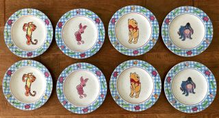 8 Pooh By Sakura Plates Dessert 8.  25 " Disney 1997 Tigger Piglet Eeyore Winnie