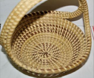 Sweetgrass Basket Handmade South Carolina Gullah Artisan 9 " Signed