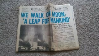 Vintage Buffalo Evening News - Moon Landing Newspaper 7/21 1969 - Buffalo Ny