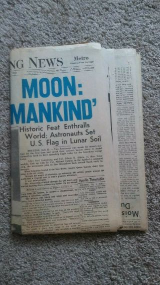 Vintage Buffalo Evening News - Moon Landing newspaper 7/21 1969 - Buffalo NY 3
