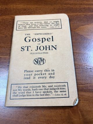 Vintage 1940s The Emphasized Gospel Of St.  John Illustrated Sgm Pocket Booklet