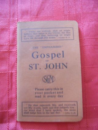 Vintage 1940s The Emphasized Gospel Of St.  John Illustrated Sgm Pocket Booklet