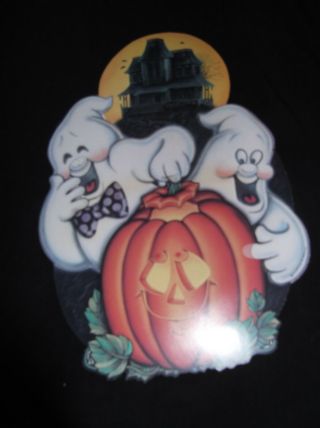 Halloween Ghosts Haunted House Pumpkin Diecut Beistle Paper Decoration Vtg 1980s