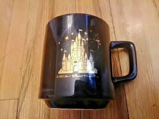 Disneyland Tokyo Black Gold Coffee Mug Cup Vintage 1983 Walt Disney Productions