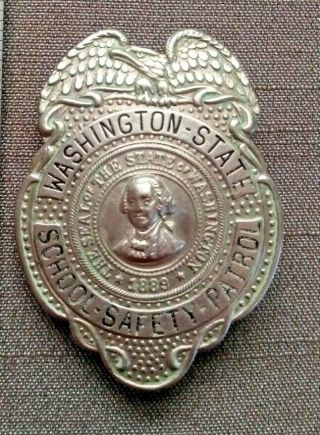 Vintage School Crossing Guard Safety Patrol Metal Badge,  Washington State