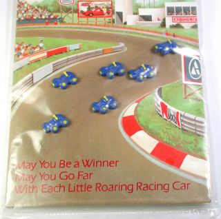 Bb Vintage Race Car Button Set Of 6 On Orig Card From " Avon " In Pkg 1/2 "