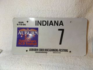 Vintage State Of Indiana - - 2006 Auburn - Cord - Duesenberg License Plate 7 - -