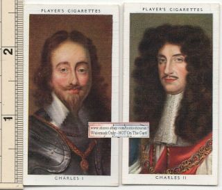 Monarchs 2 English Kings Named Charles Two 1930s Ad Trade Cards
