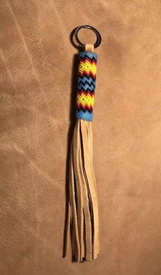 1 Totally Native American Lakota Sioux Beaded Leather Keychain 2