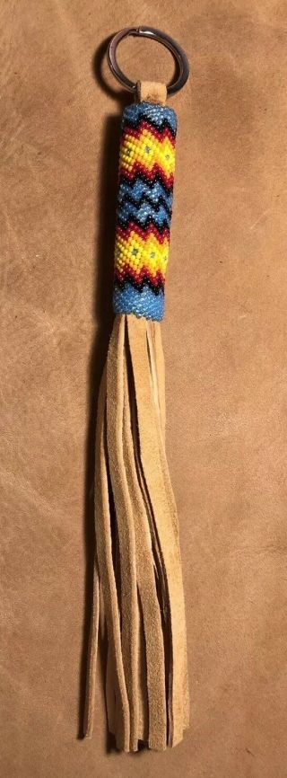 1 Totally Native American Lakota Sioux Beaded Leather Keychain 3