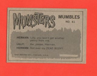 Canada Version 1964 Leaf The Munsters 41 Very Rare 2