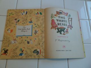 The Three Bears,  A Little Golden Book,  1948 (VINTAGE; Children ' s Hardcover) 3