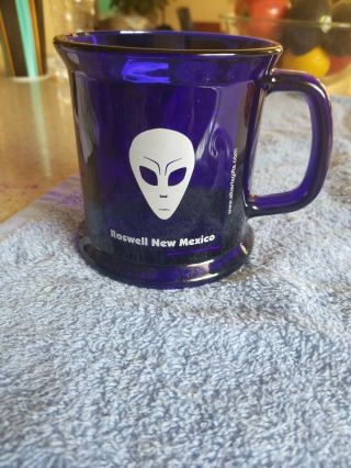 Roswell Mexico Alien Glass Mug Blue