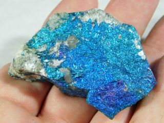 An Intense BLUE Colored Peacock Copper Chalcopyrite or Peacock Ore 94.  5gr 3