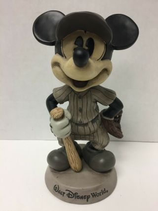 Mickey Mouse Bobblehead Baseball Old Time Disney World Figurine 8 " Bobble Head