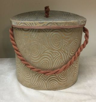 Vintage Oval Hat Box Style Sewing Box 7.  5 " Tall 419a4