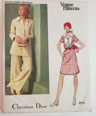 Vtg Vogue Paris Pattern 2717 Christian Dior Dress,  Size 12 Uncut 1970s