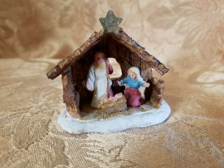 Small Ceramic Jesus,  Mary,  Joseph Nativity Scene Christmas Ornament 2 " Tall