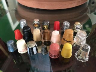 20 Thimbles Of Different Types Glass Wood Silver For A Good Girl.