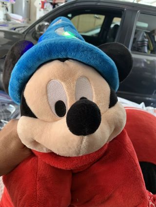 Disney Parks Fantasia Sorcerer Mickey Mouse Light Up Pillow Pet Plush Rare 2