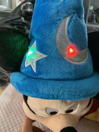 Disney Parks Fantasia Sorcerer Mickey Mouse Light Up Pillow Pet Plush Rare 5