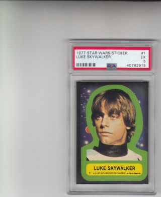 1977 Topps Star Wars Sticker 1 Luke Skywalker Psa 5 Very Sharp